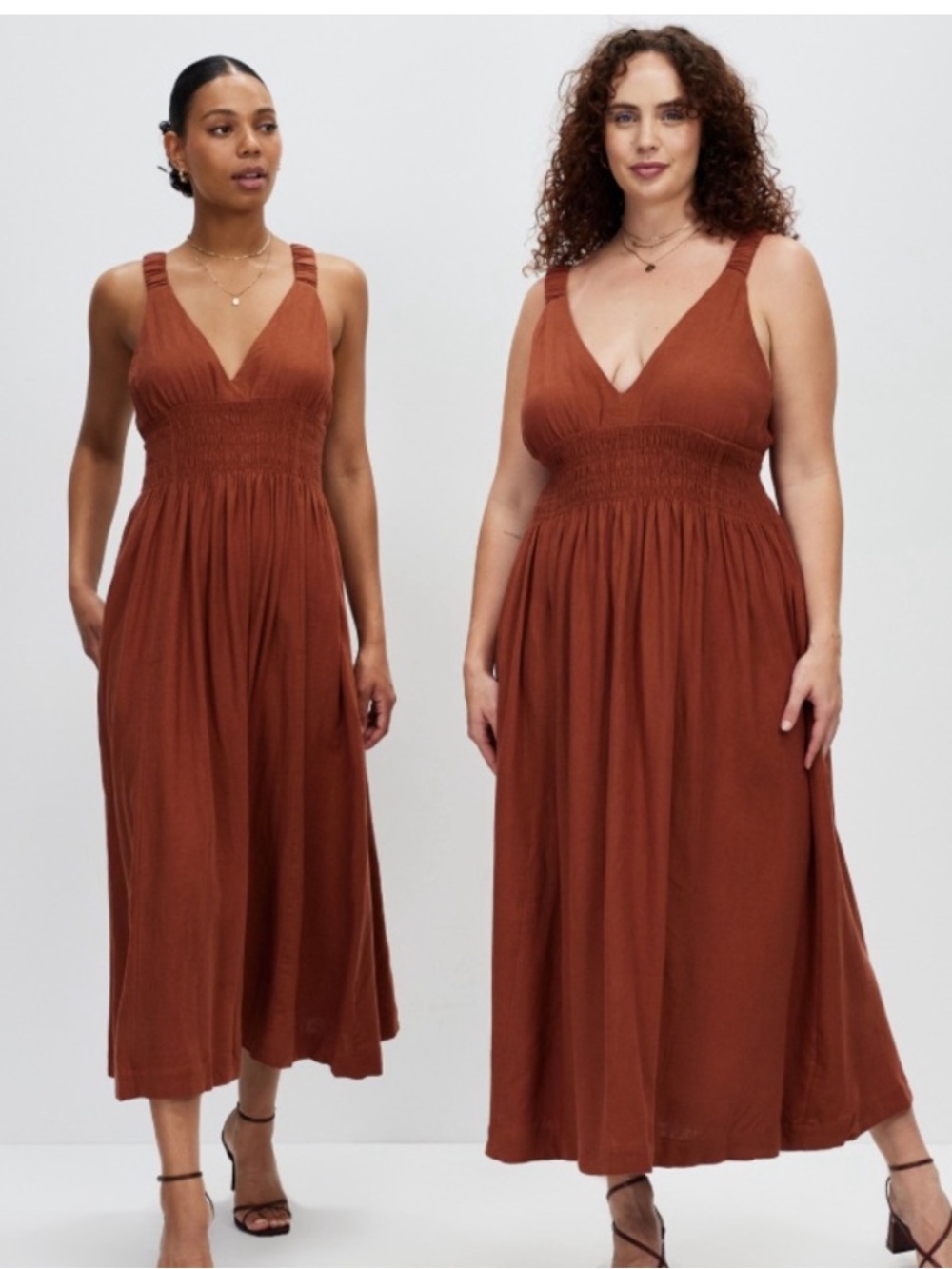 Abercrombie & Fitch "Julia" Slip Linen-Blend Midi Dress i